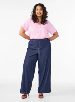 FLASH - Hose in Denim-Optik mit Kontrastnähten