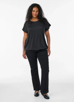 FLASH - Jersey-Bluse mit strukturierten Streifen und Smocksaum