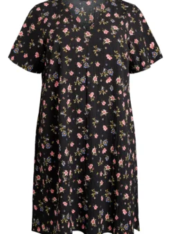 FLASH - Kleid mit kurzen Ärmeln und V-Ausschnitt
