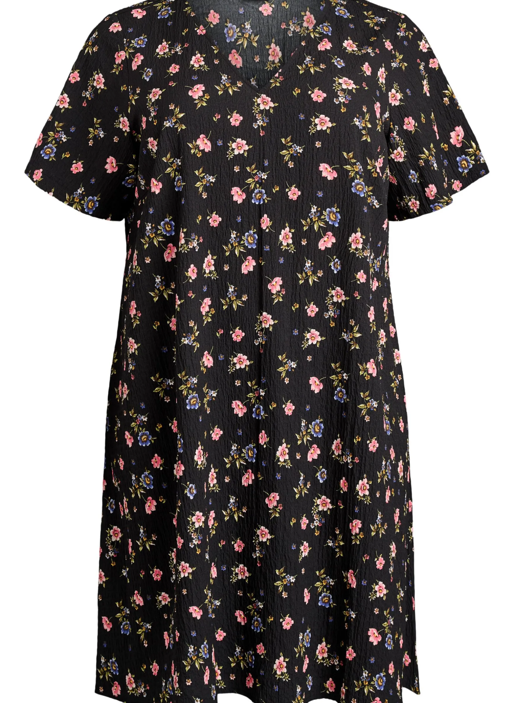 FLASH - Kleid mit kurzen Ärmeln und V-Ausschnitt