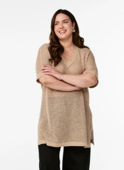 FLASH - Kurzarmpullover mit V-Ausschnitt