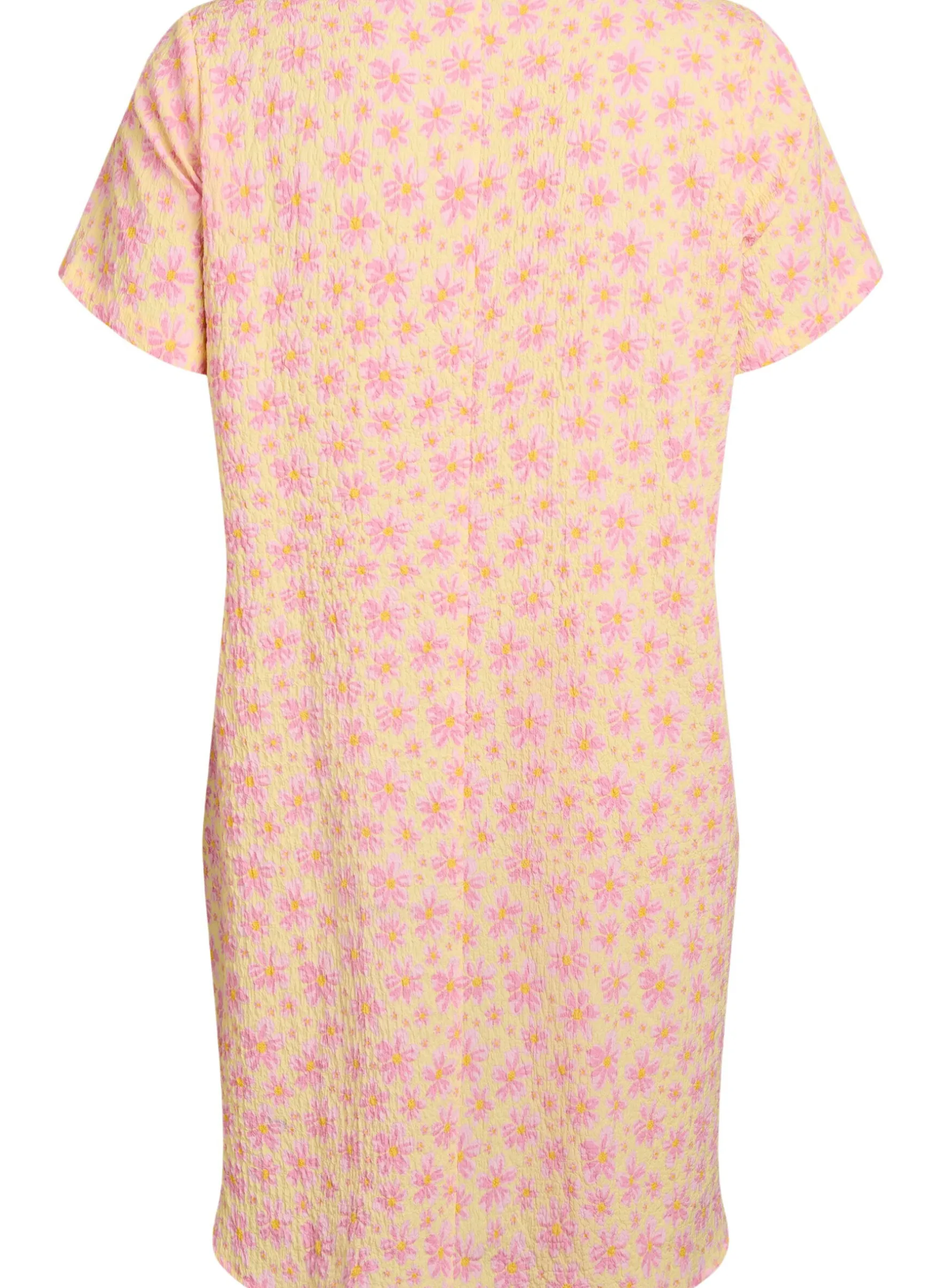 FLASH - Kurzes Kleid mit gecrinkelter Textur und kurzen Ärmeln