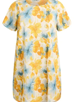 FLASH - Kurzes Kleid mit gecrinkelter Textur und kurzen Ärmeln