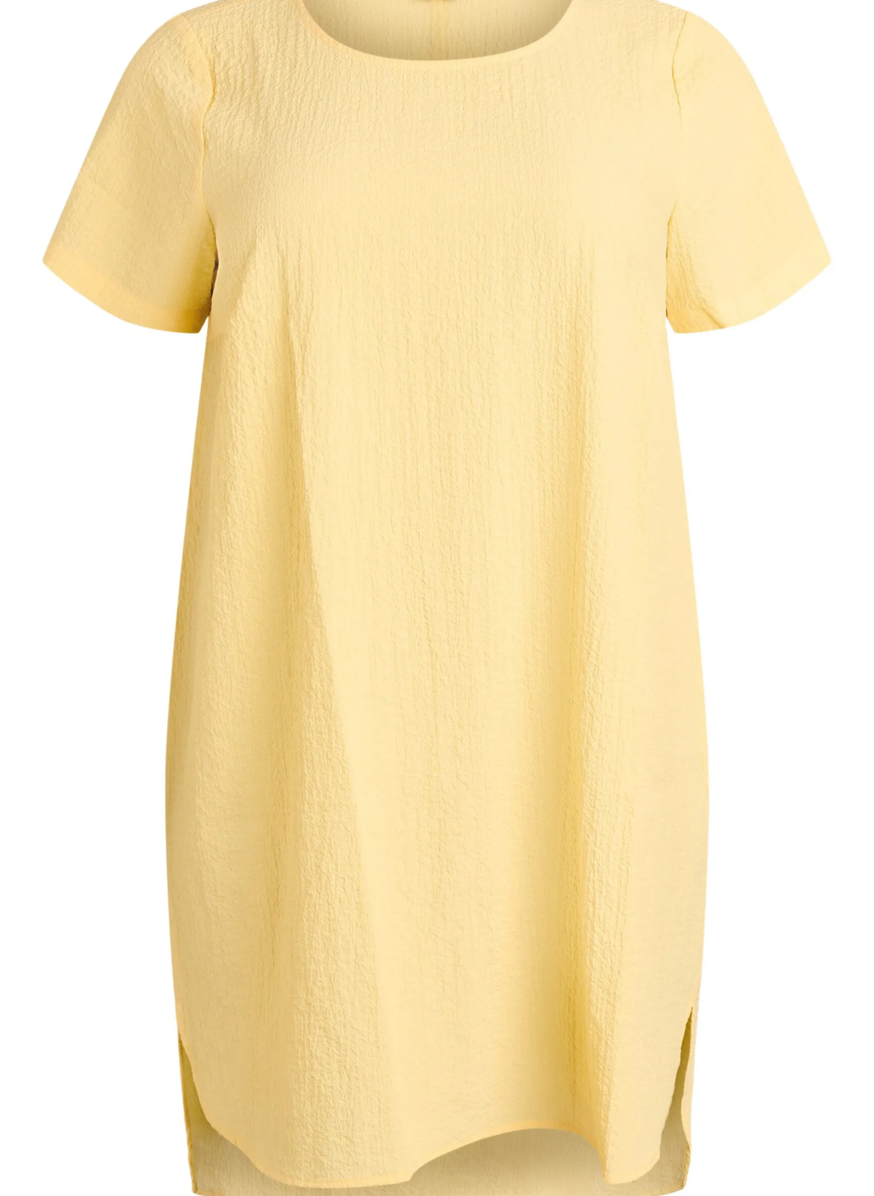 FLASH - Kurzes Kleid mit gecrinkelter Textur und kurzen Ärmeln