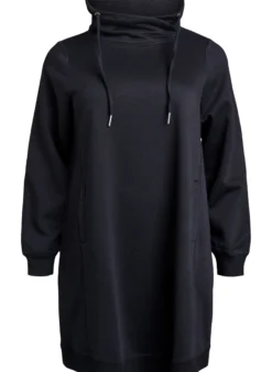 FLASH - Kurzes Sweatshirtkleid mit Stehkragen und Taschen