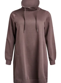 FLASH - Kurzes Sweatshirtkleid mit Stehkragen und Taschen