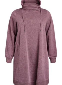 FLASH - Kurzes Sweatshirtkleid mit Stehkragen und Taschen
