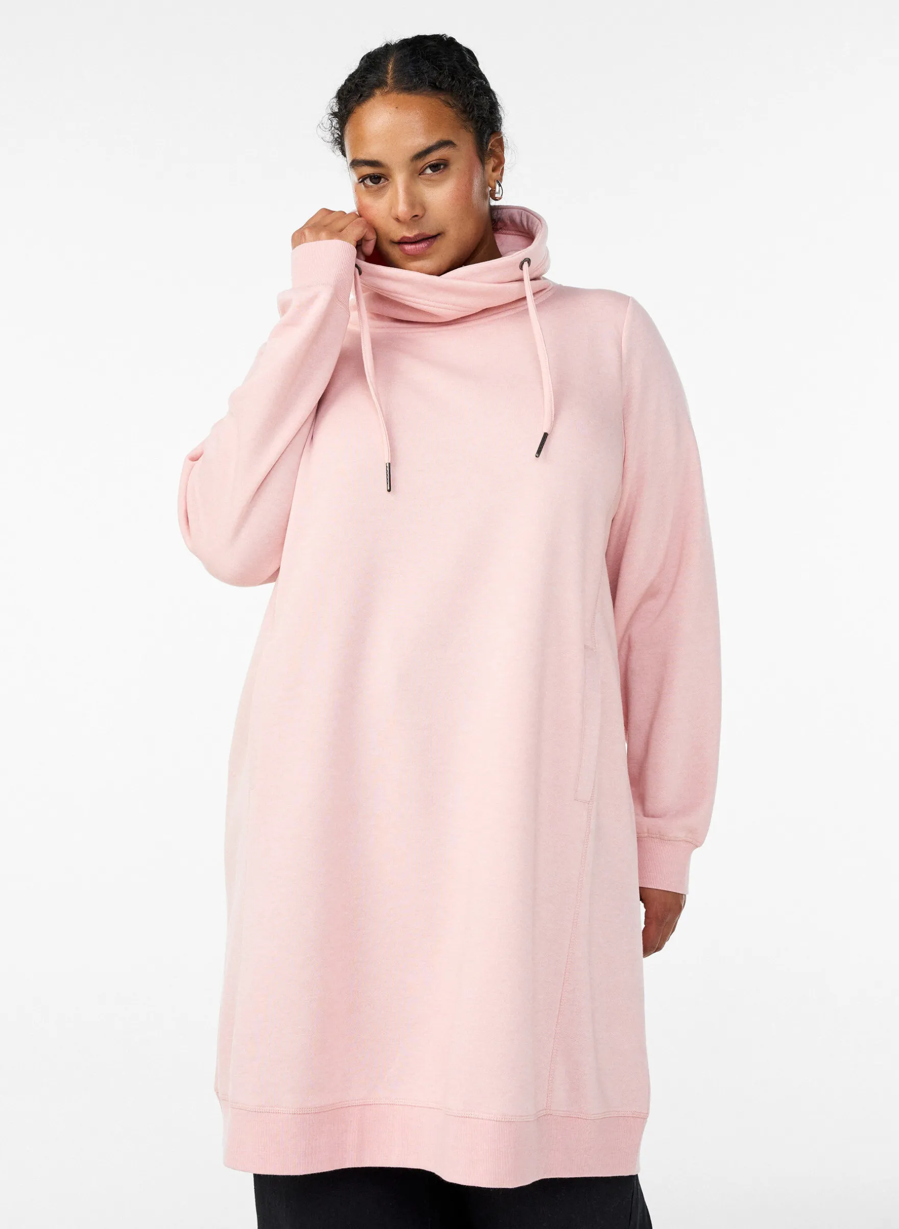 FLASH - Kurzes Sweatshirtkleid mit Stehkragen und Taschen