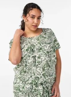 FLASH - Kurzärmelige Bluse aus Viskose mit Print