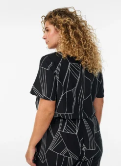 FLASH - Kurzärmelige Bluse aus Viskose mit Print