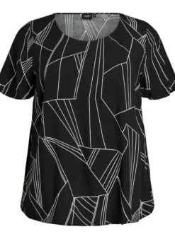 FLASH - Kurzärmelige Bluse aus Viskose mit Print
