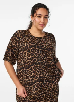 FLASH - Kurzärmelige Bluse mit Struktur und Knopfleiste