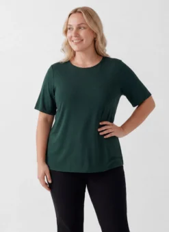 FLASH - Kurzärmelige, gewebte Bluse mit Rundhals