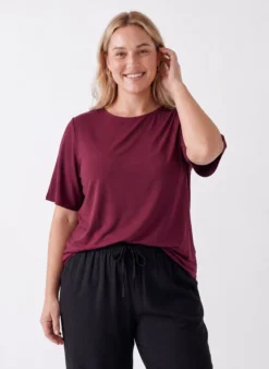 FLASH - Kurzärmelige, gewebte Bluse mit Rundhals