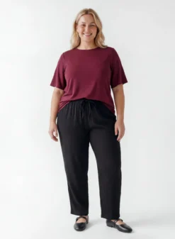 FLASH - Kurzärmelige, gewebte Bluse mit Rundhals