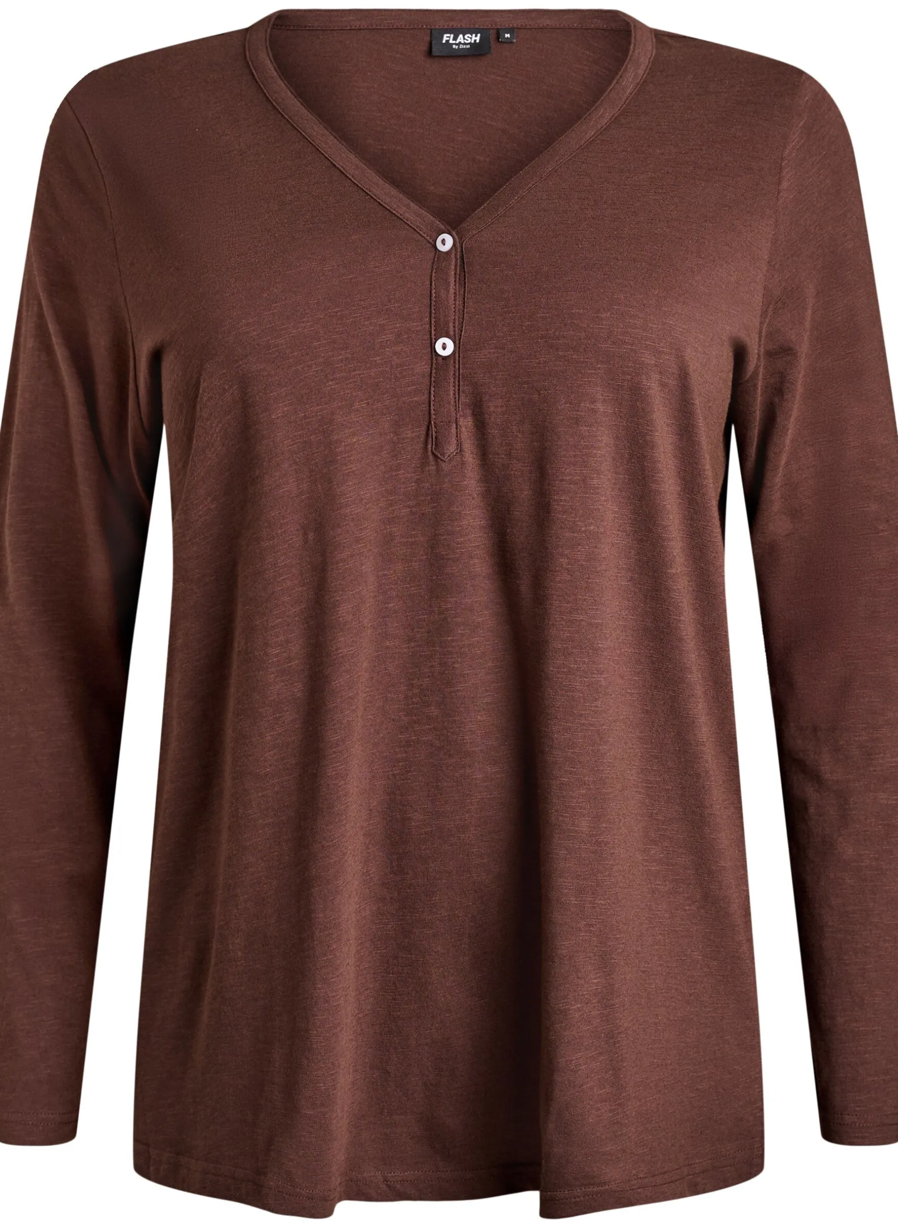 FLASH - Langarmshirt mit V-Ausschnitt und Knöpfen