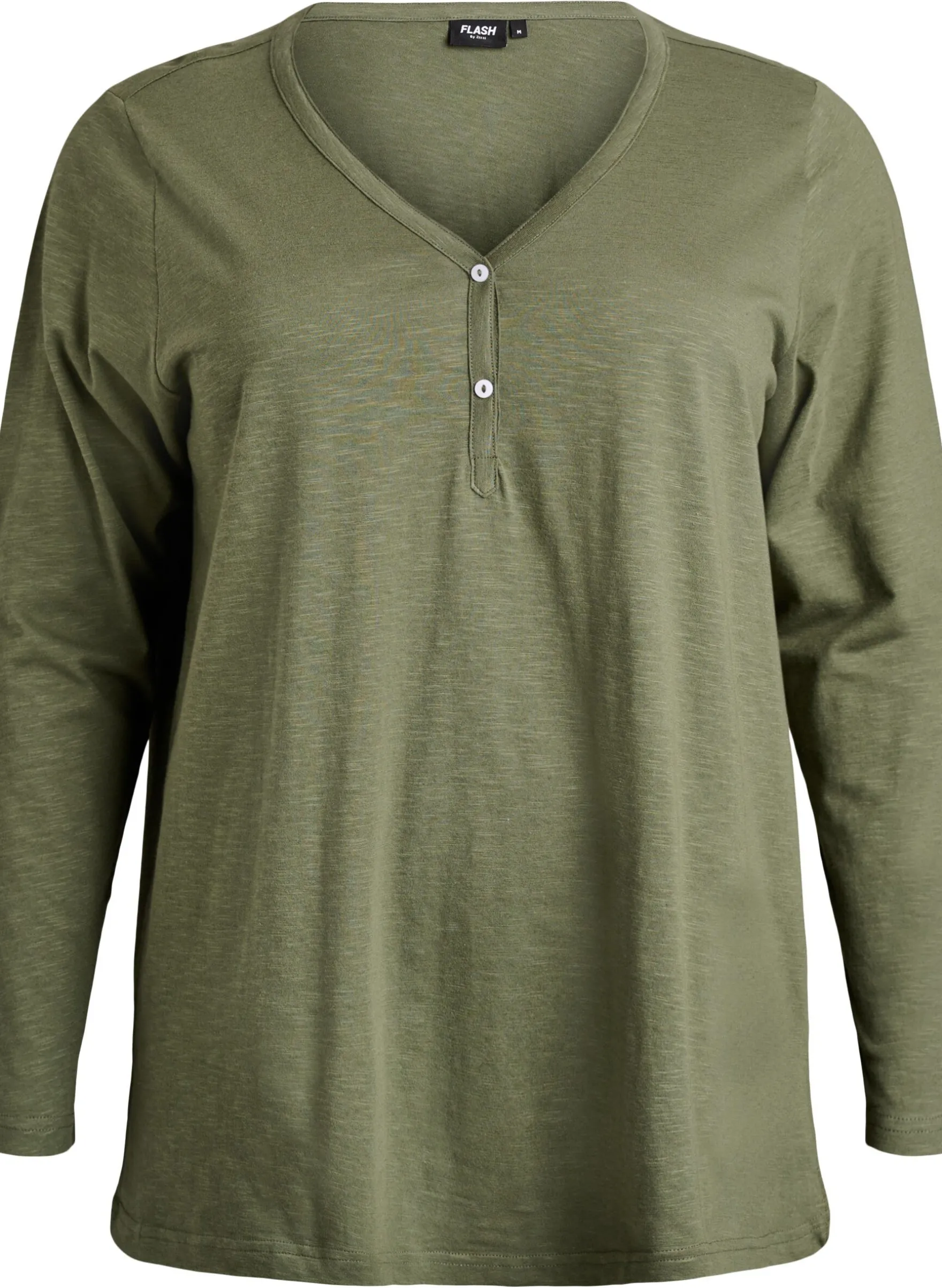 FLASH - Langarmshirt mit V-Ausschnitt und Knöpfen