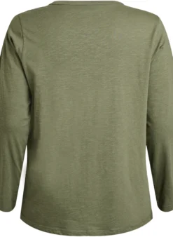 FLASH - Langarmshirt mit V-Ausschnitt und Knöpfen