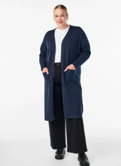 FLASH - Lange, offene Strickjacke mit Taschen