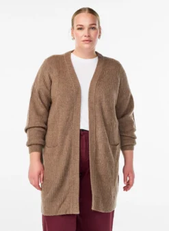 FLASH - Lange Rippstrickjacke mit Taschen