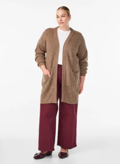 FLASH - Lange Rippstrickjacke mit Taschen