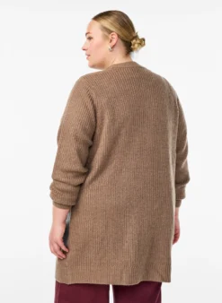 FLASH - Lange Rippstrickjacke mit Taschen