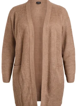 FLASH - Lange Rippstrickjacke mit Taschen