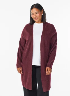 FLASH - Langer Rippstrick-Cardigan mit offener Front