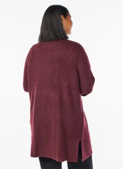 FLASH - Langer Rippstrick-Cardigan mit offener Front