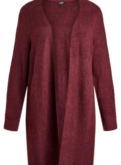 FLASH - Langer Rippstrick-Cardigan mit offener Front