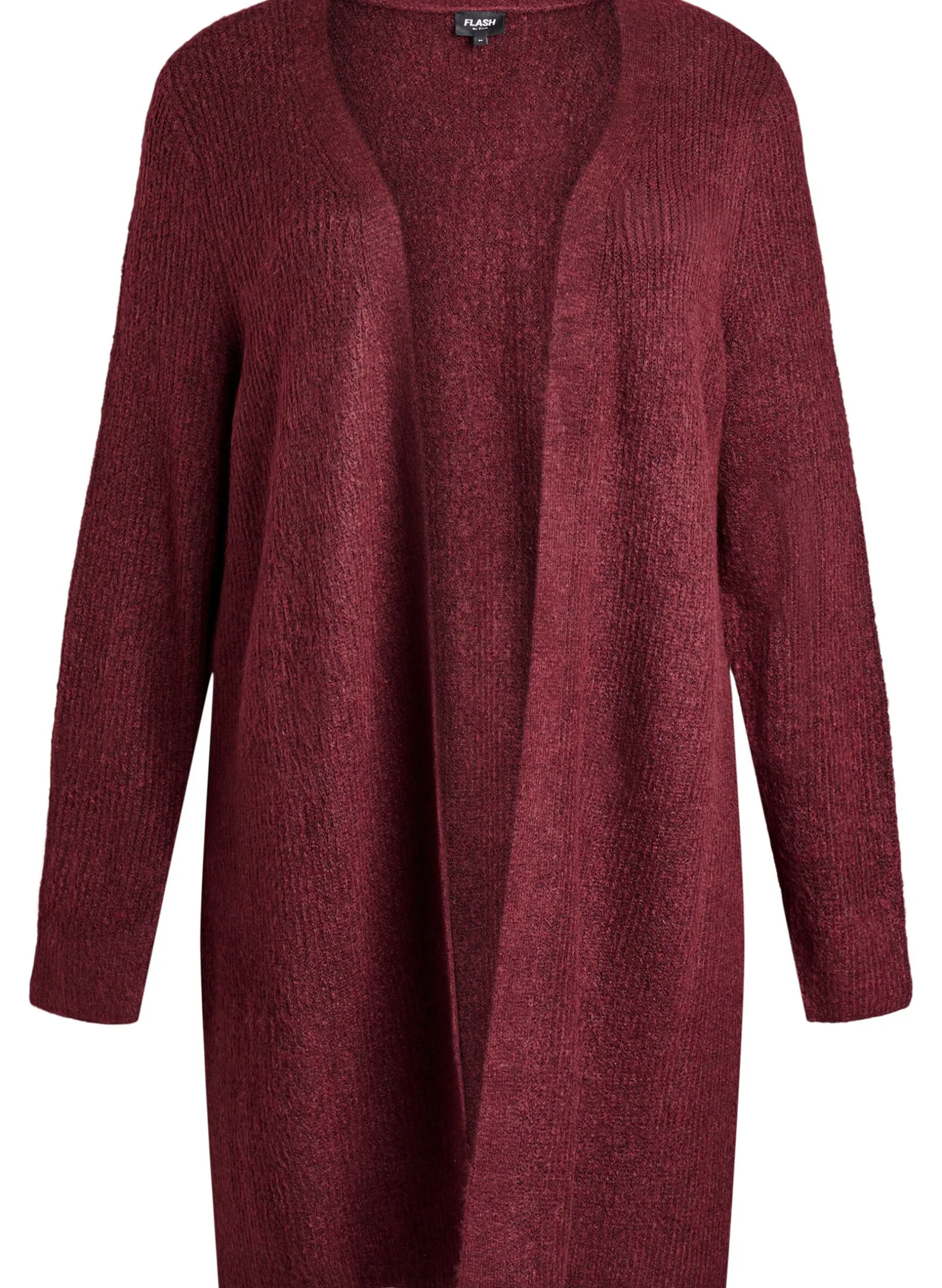 FLASH - Langer Rippstrick-Cardigan mit offener Front