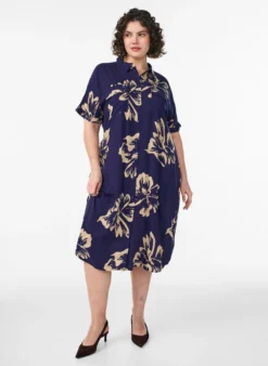 FLASH - Langes Hemdkleid mit kurzen Ärmeln