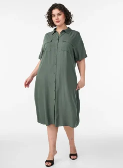 FLASH - Langes Hemdkleid mit kurzen Ärmeln