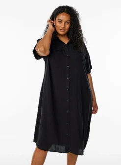FLASH - Langes Hemdkleid mit kurzen Ärmeln