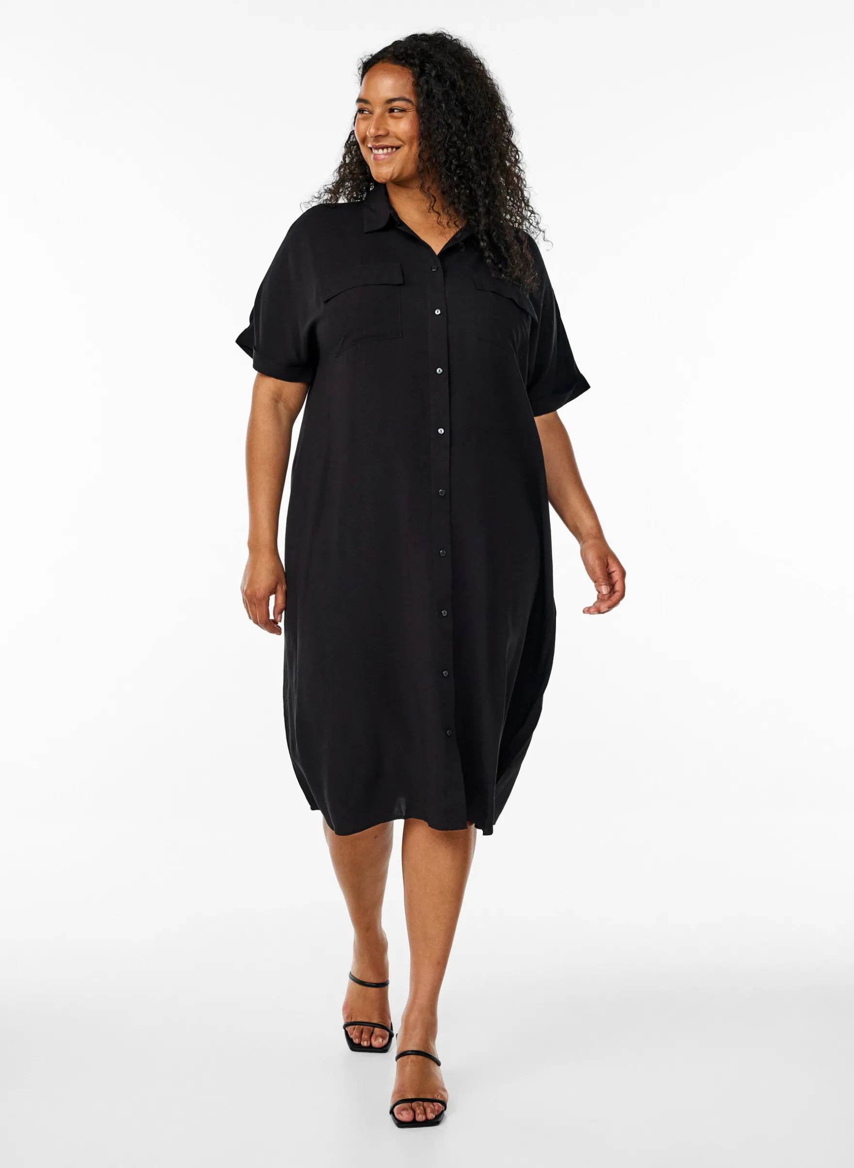 FLASH - Langes Hemdkleid mit kurzen Ärmeln