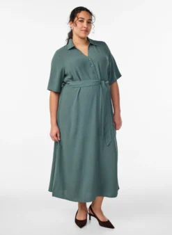 FLASH - Midi Hemdblusenkleid mit Bindegürtel