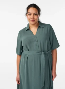 FLASH - Midi Hemdblusenkleid mit Bindegürtel