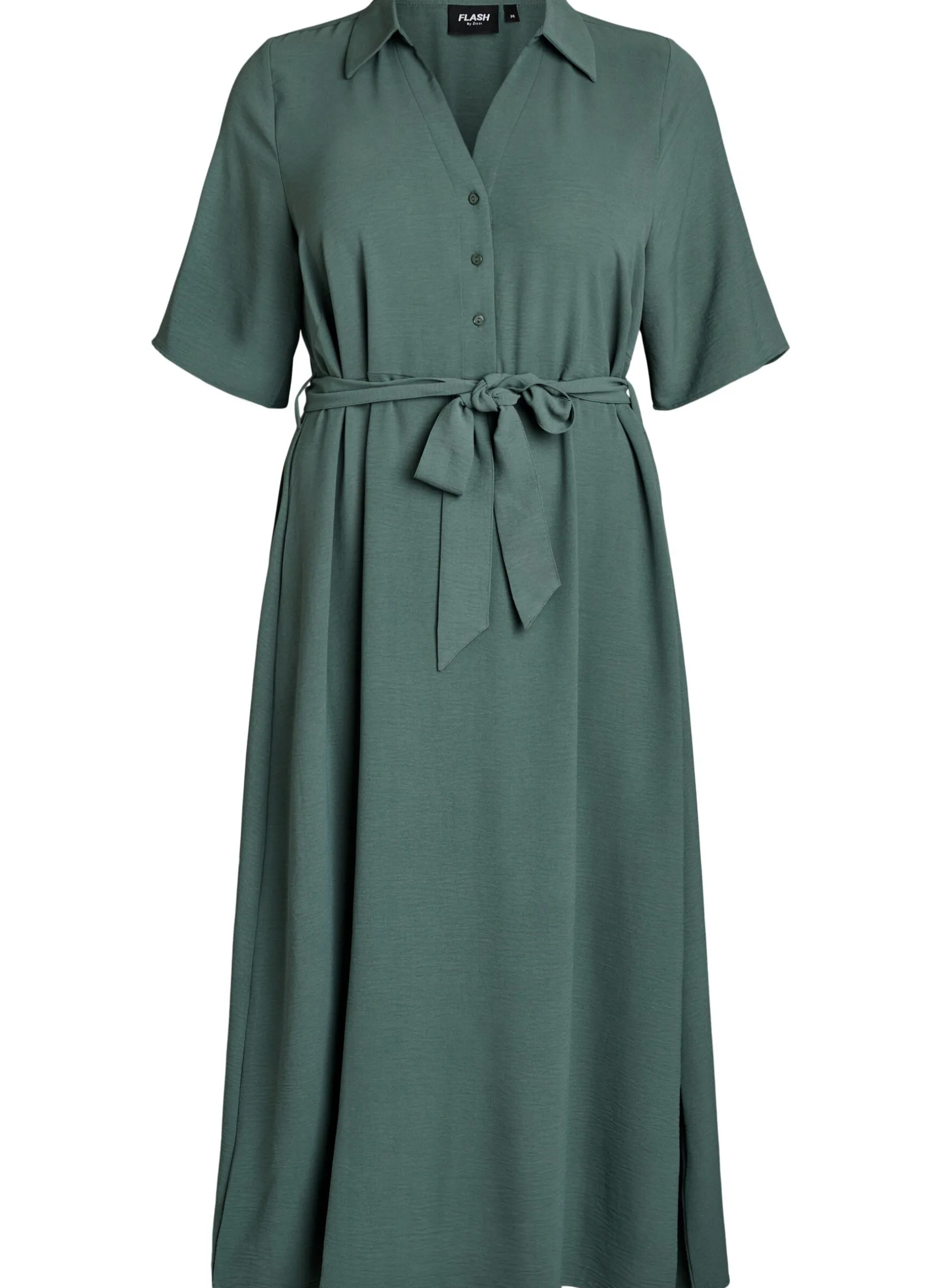 FLASH - Midi Hemdblusenkleid mit Bindegürtel