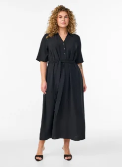 FLASH - Midi Hemdblusenkleid mit Bindegürtel