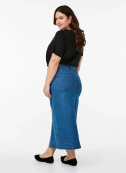 FLASH - Midi-Jeansrock mit vorderem Schlitz