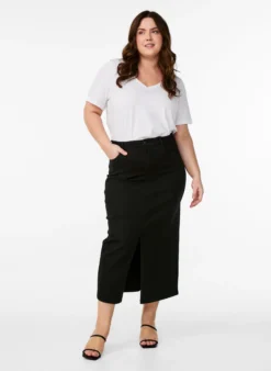 FLASH - Midi-Jeansrock mit vorderem Schlitz