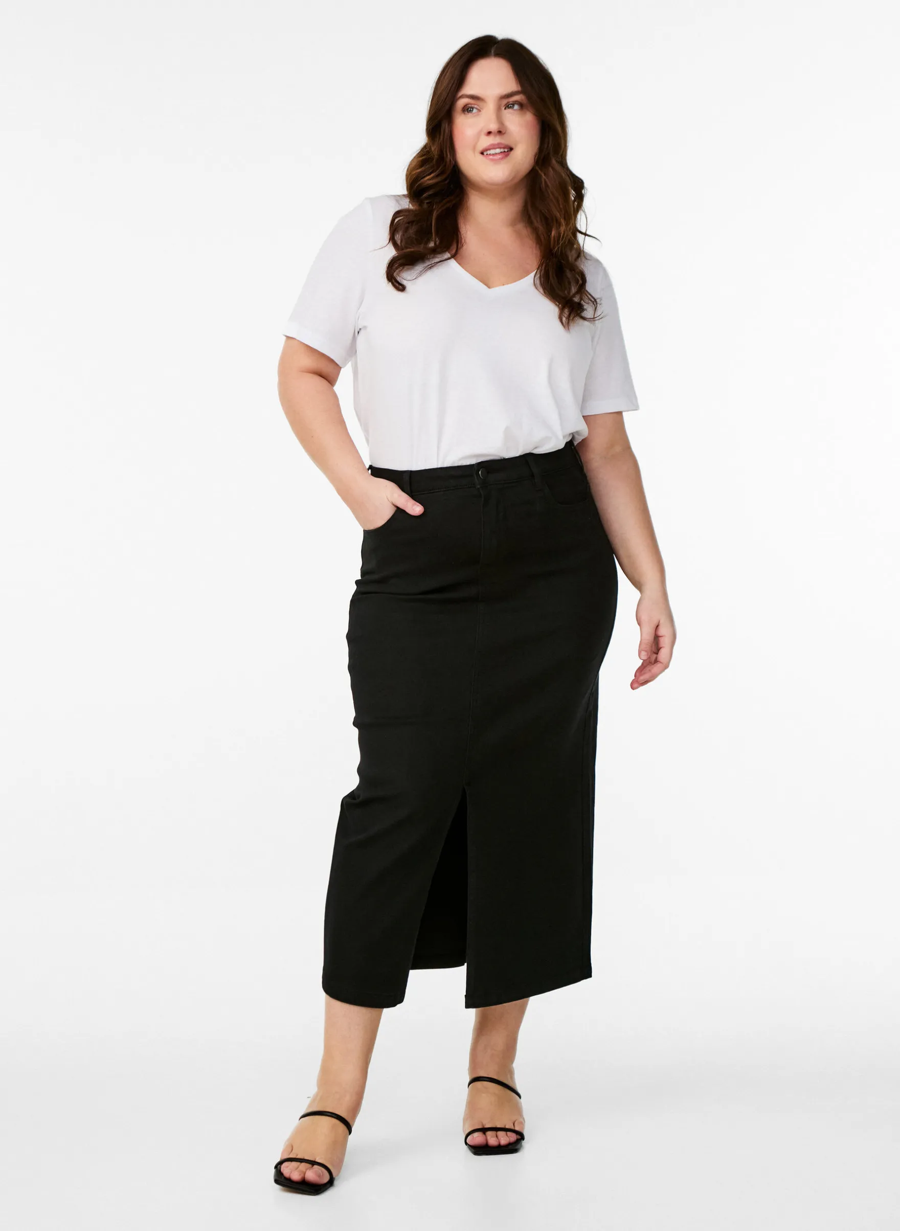 FLASH - Midi-Jeansrock mit vorderem Schlitz