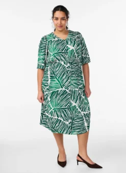 FLASH - Midikleid mit Print und Bindegürtel