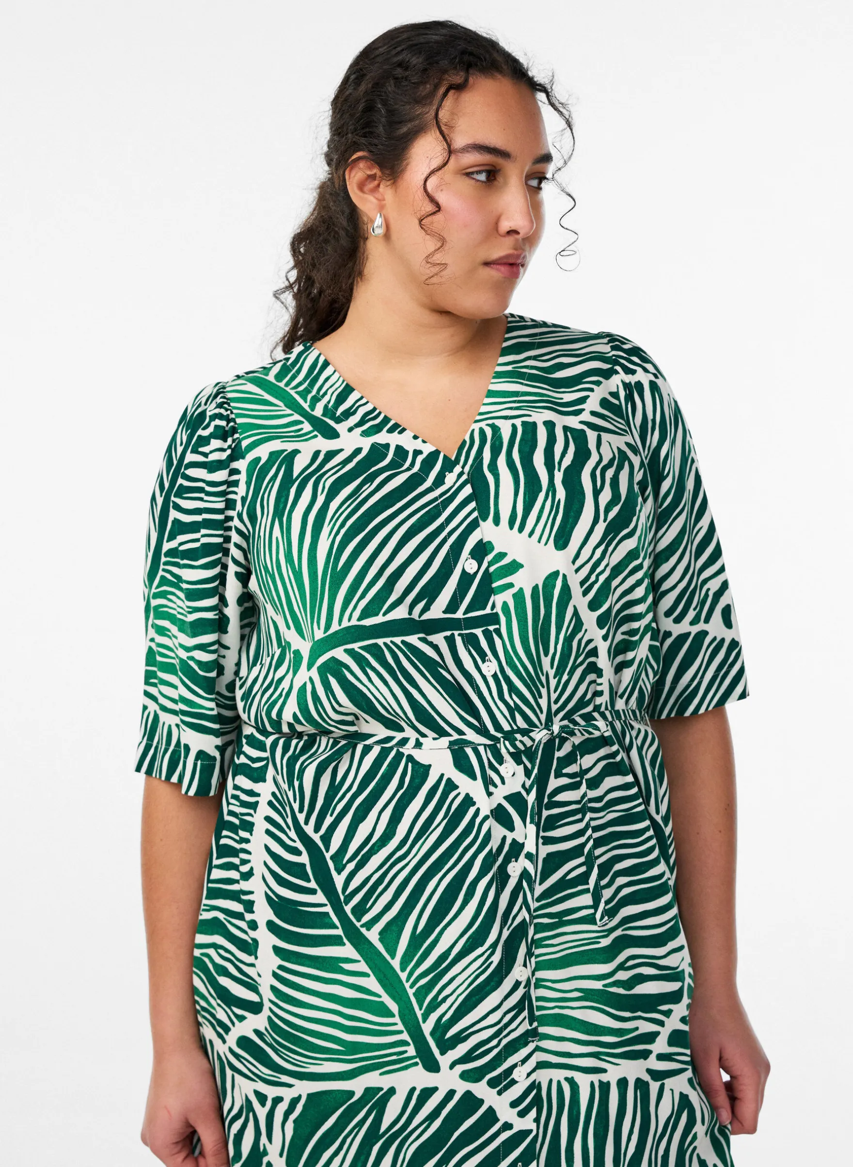 FLASH - Midikleid mit Print und Bindegürtel