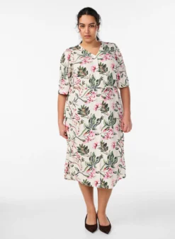 FLASH - Midikleid mit Print und Bindegürtel