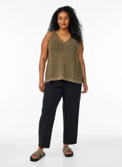 FLASH - Ärmelloser Stricktop mit V-Ausschnitt
