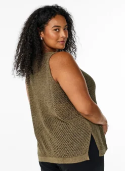 FLASH - Ärmelloser Stricktop mit V-Ausschnitt