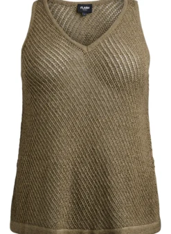 FLASH - Ärmelloser Stricktop mit V-Ausschnitt