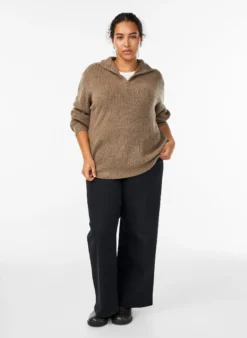 FLASH - Strickpullover mit hohem Kragen und Reißverschluss