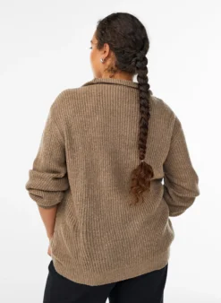 FLASH - Strickpullover mit hohem Kragen und Reißverschluss